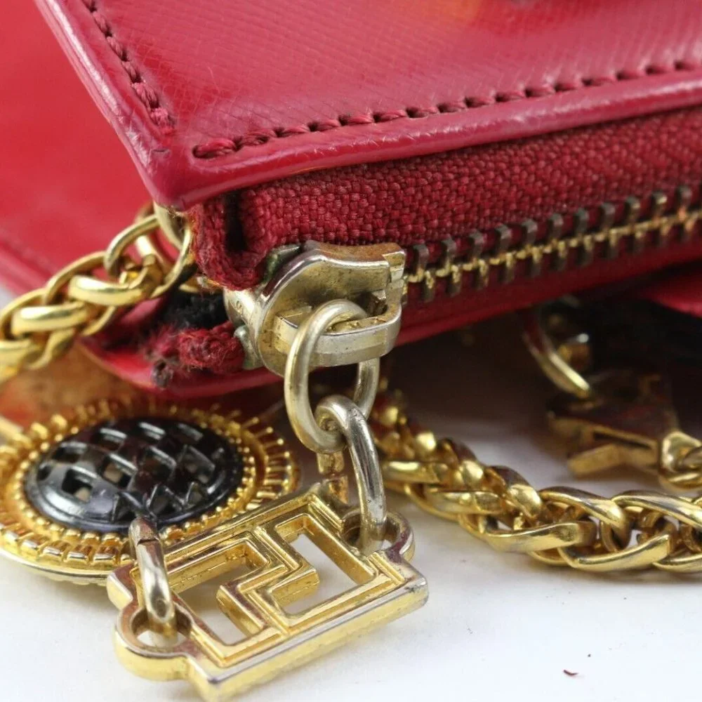 Versace Red Leather Charm Tote 5VER1214K